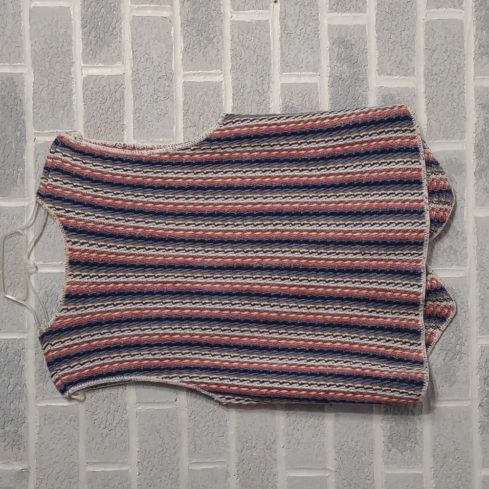 Women's 100% Cotton Streetwear Multicolored Vertical Stripe Buttoned Vest Medium - Picture 2 of 12